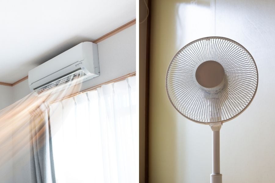 Hình ảnh minh họa cách kết hợp điều hoà với quạt để tiết kiệm điện