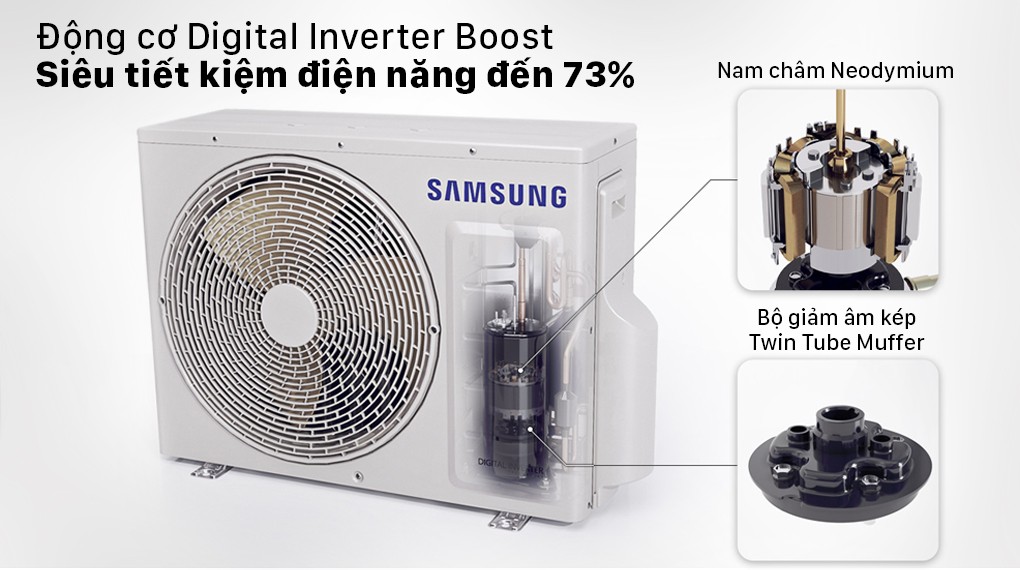 Máy lạnh Samsung Inverter 1.5 HP AR13TYHYCWKNSV tiết kiệm điện 73% với Digital Inverter Boost