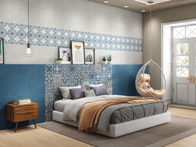 Sử dụng gạch ốp tường tạo điểm nhấn cho không gian phòng ngủ đẹp