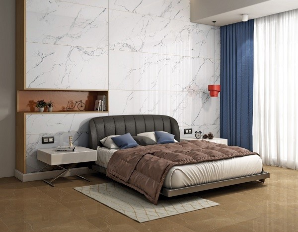 Mẫu gạch ốp tường phòng ngủ đẹp kích thước 60x120 giả đá