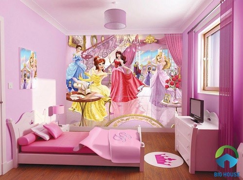 Tuyển chọn các mẫu phòng ngủ 3d công chúa Disney cho bé gái