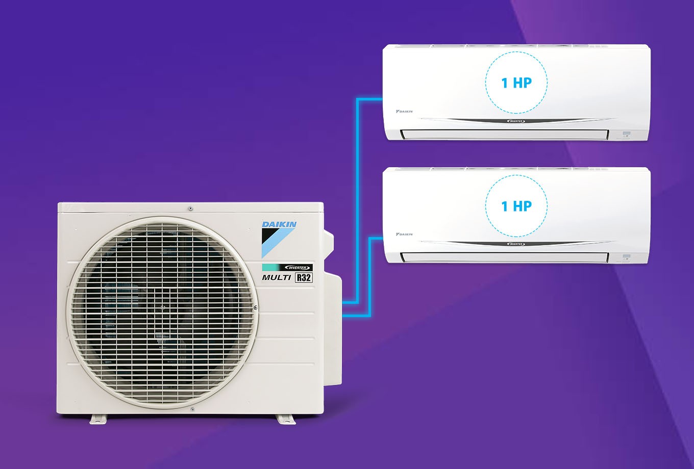 Hệ thống điều hòa multi 1 cục nóng kết nối 2 dàn lạnh cho căn hộ