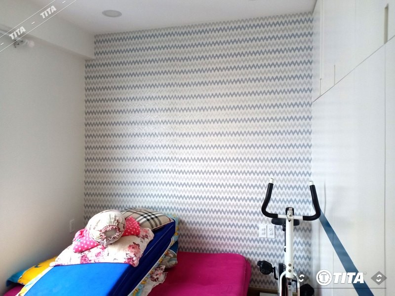 Giấy dán tường phòng ngủ hình gợn sóng độc đáo