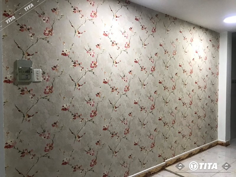 Giấy dán tường phòng ngủ với họa tiết hoa đào tinh tế