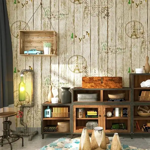 Mẫu giấy dán tường Vintage họa tiết hoa lá cổ điển trang trí phòng ngủ
