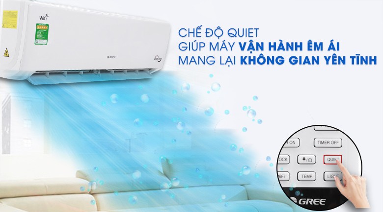 Máy lạnh Gree GWC12BC-K6DNA1B hoạt động êm ái với chế độ Quiet