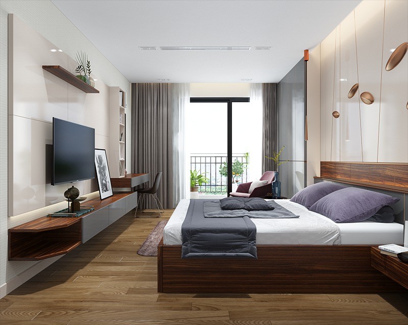Thiết kế phòng ngủ hiện đại có cửa sổ thoáng đãng, đối lập với thách thức phòng ngủ không có cửa sổ