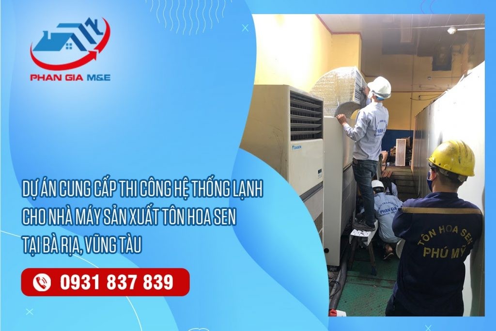 Hệ thống dàn nóng máy lạnh công nghiệp cho nhà máy sản xuất Tôn Hoa Sen