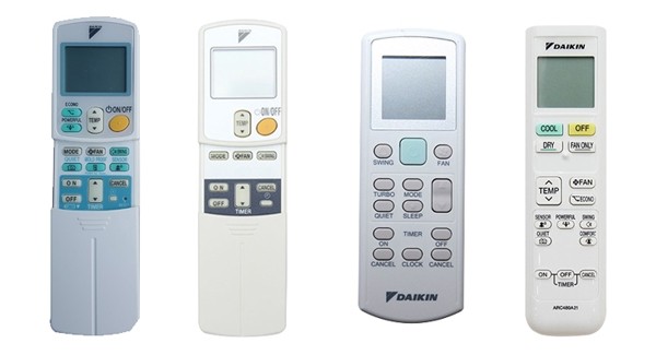 Các mẫu điều khiển máy lạnh Daikin khác nhau, tham khảo khi tìm hiểu cách thay pin remote máy lạnh Panasonic