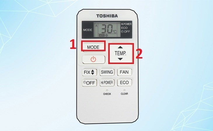 Giao diện remote máy lạnh Toshiba