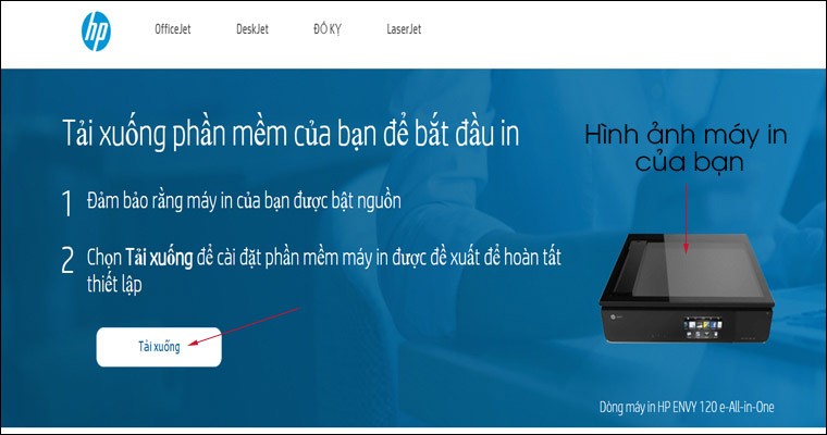 Nút Tải xuống (Download) driver máy in HP