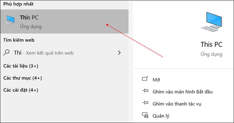 Menu chuột phải vào This PC chọn Properties