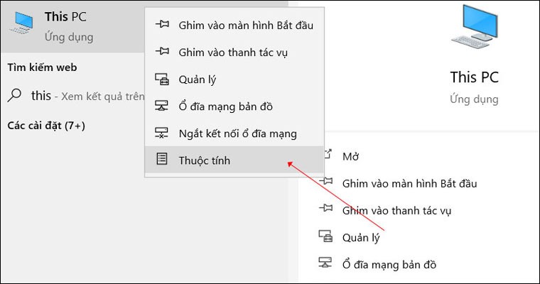 Chọn Properties để xem thông tin hệ điều hành