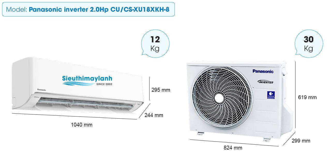 Máy lạnh Panasonic Inverter 2 Ngựa model CU/CS-XU18XKH-8