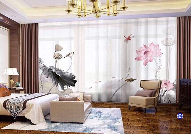 Lớp rèm voan mỏng thêu họa tiết tinh tế cho phòng ngủ