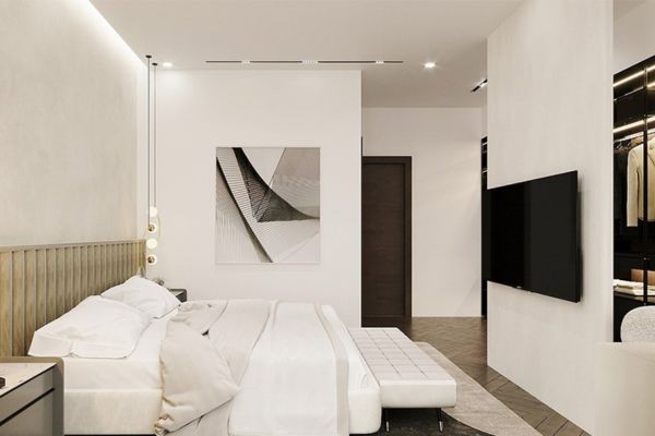 mẫu vách thạch cao 1 mặt trang trí cho phòng ngủ