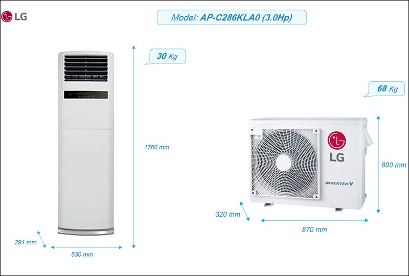 Máy lạnh tủ đứng LG 3Hp AP-C286KLA0 màu trắng