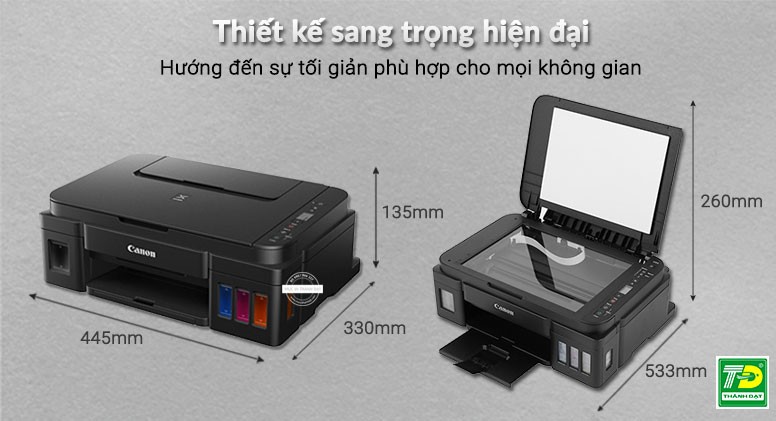 Thiết kế Canon G2010 với bình mực hiển thị
