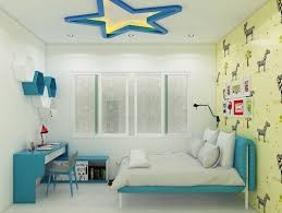 Phối hợp giấy dán trần nhà phòng ngủ và tường tạo sự liền mạch cho phòng bé