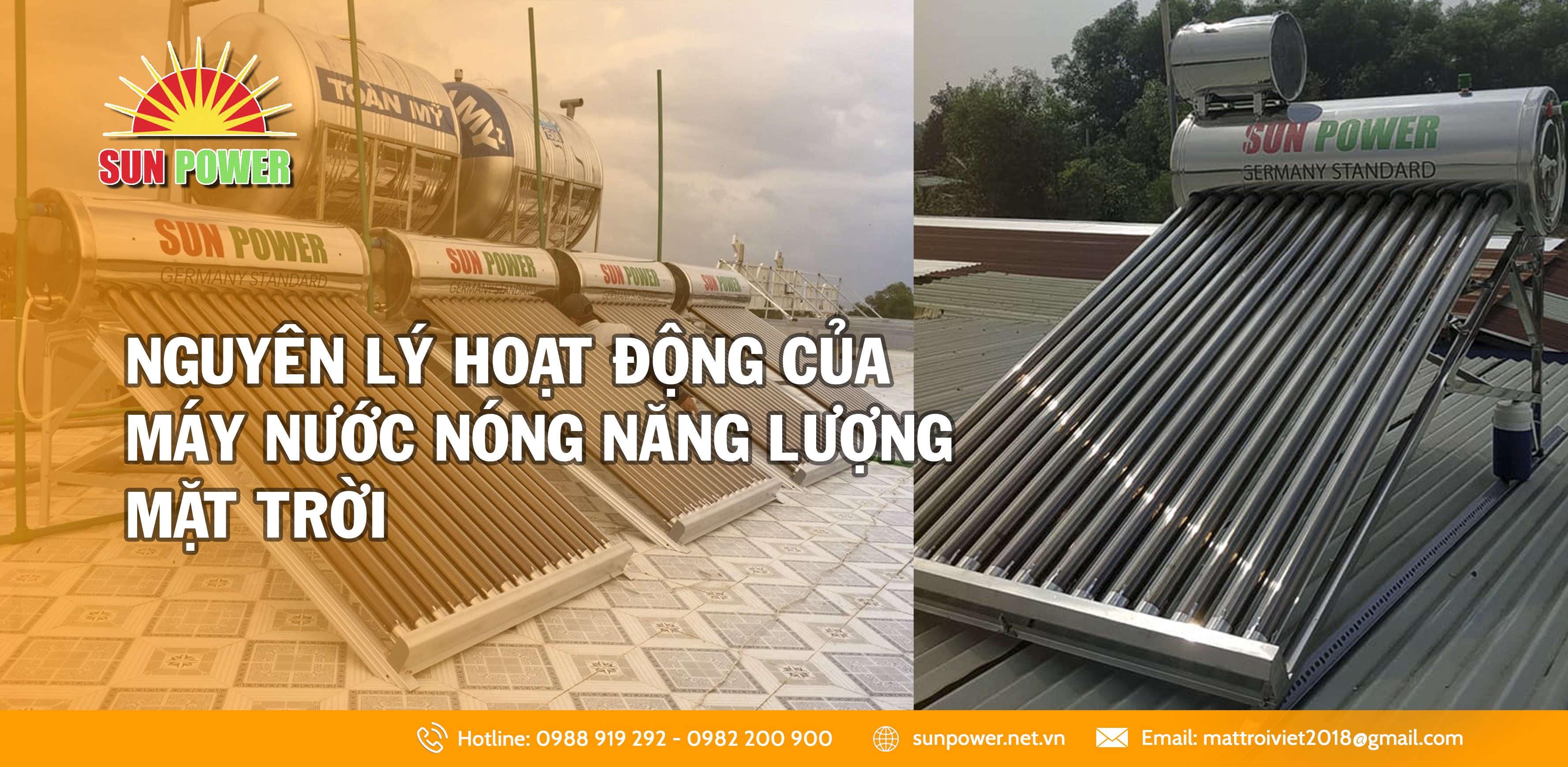 Hệ thống máy nước nóng năng lượng mặt trời với bình bảo ôn và các ống thu nhiệt