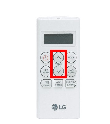 Nút Temp trên điều khiển điều hòa LG để tăng hoặc giảm nhiệt độ