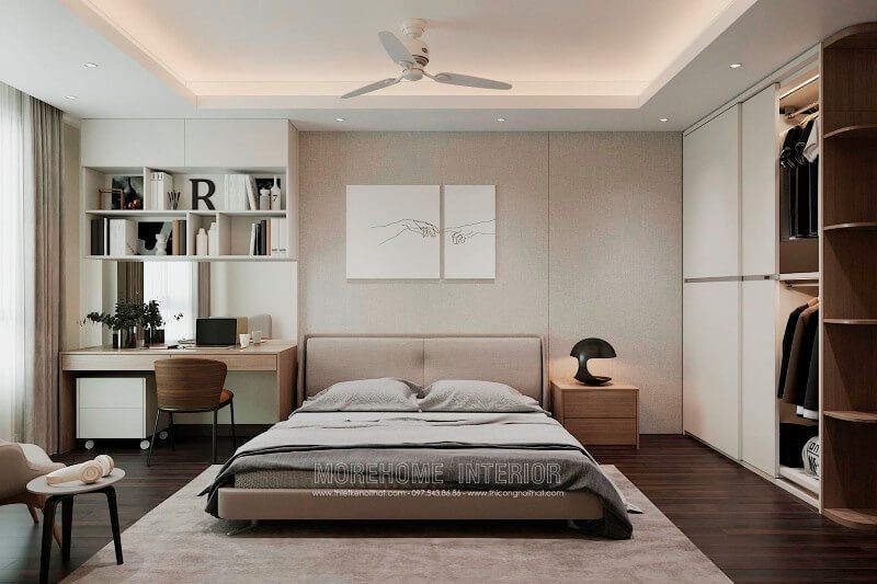 Hình ảnh giường ngủ hiện đại chân thấp rộng thoáng