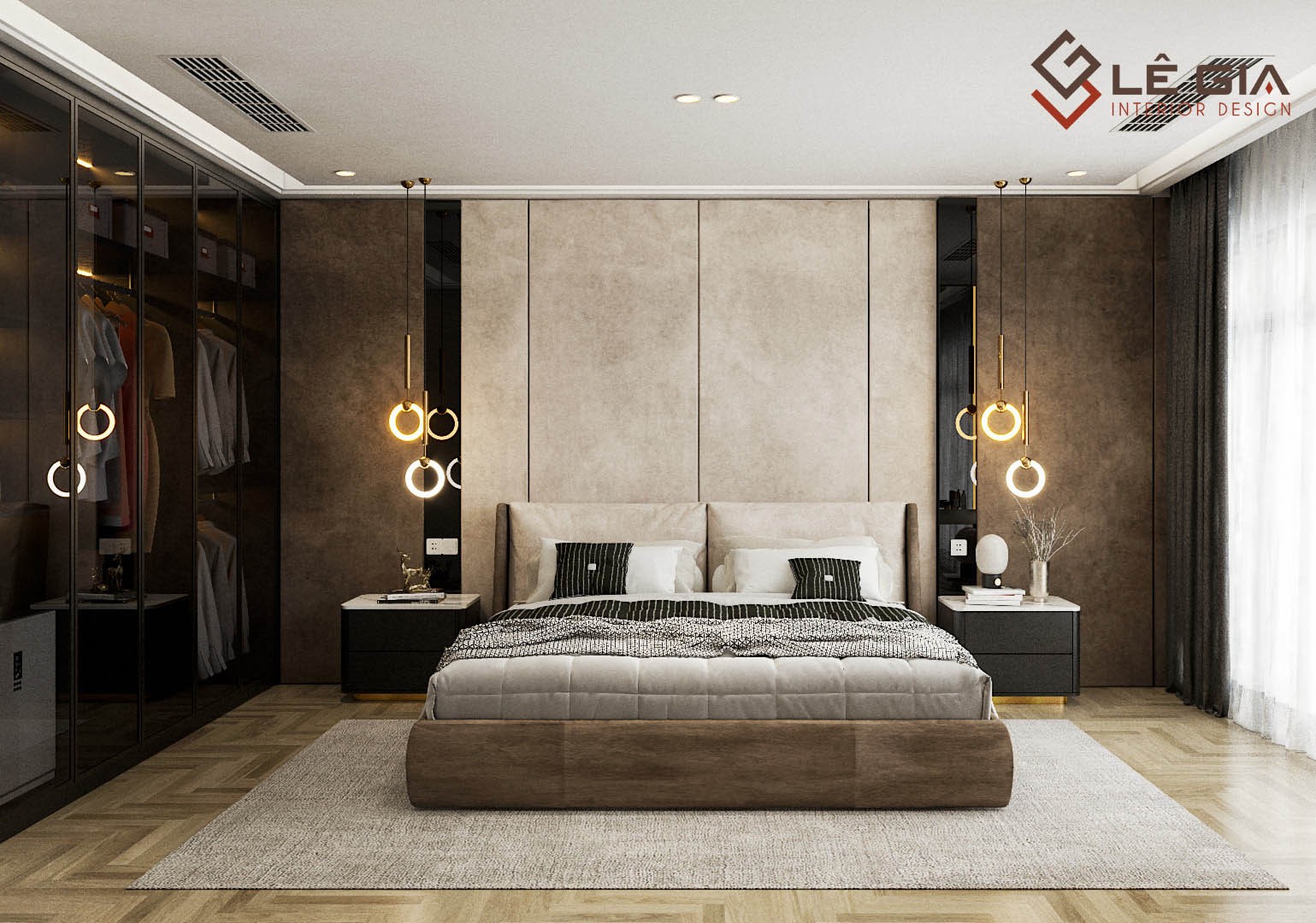 Bộ giường ngủ và bàn trang điểm nhỏ gọn