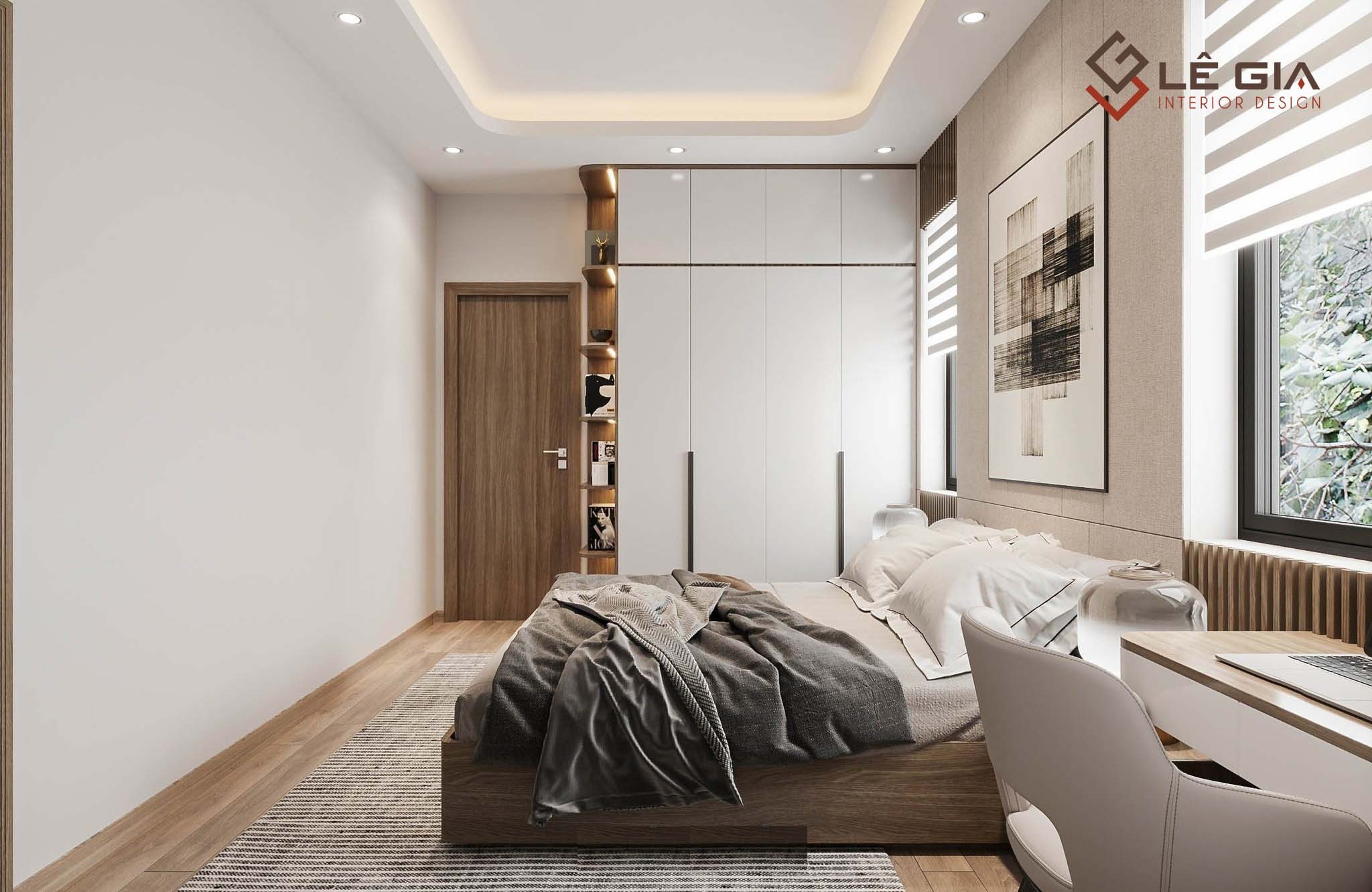Giường ngủ và tủ đầu giường phong cách hiện đại