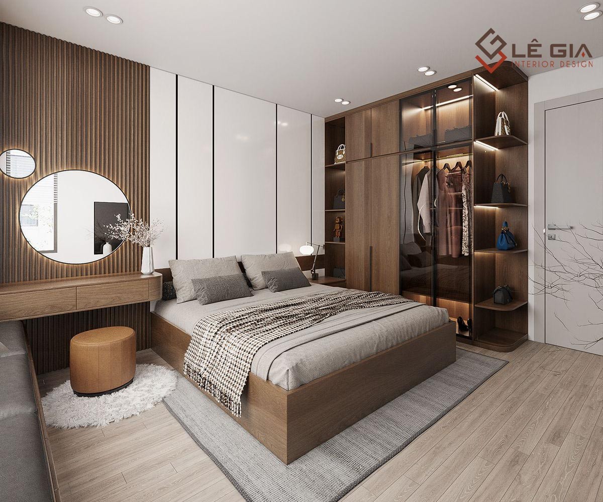 Ghế băng cuối giường và tủ quần áo hiện đại