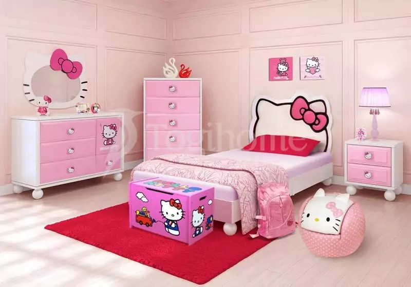 Mẫu tủ đựng đồ Hello Kitty tiện dụng cho phòng ngủ bé.