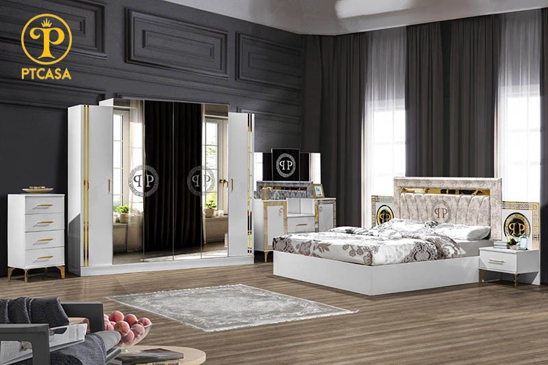 Giường và táp đầu giường trong bộ nội thất châu âu phòng ngủ