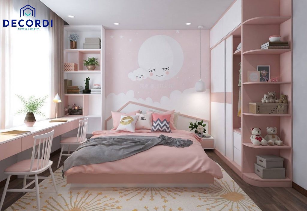 Phối màu sắc và họa tiết tường sinh động cho thiết kế phòng ngủ trẻ em