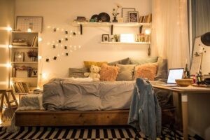 Phối cảnh thiết kế phòng ngủ 8 mét vuông với tông màu trung tính