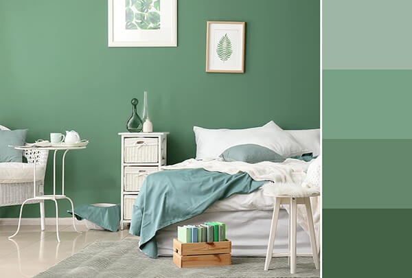 Phòng ngủ màu xanh lá pastel, sử dụng màu pastel nhẹ nhàng cho phòng ngủ mệnh Thủy