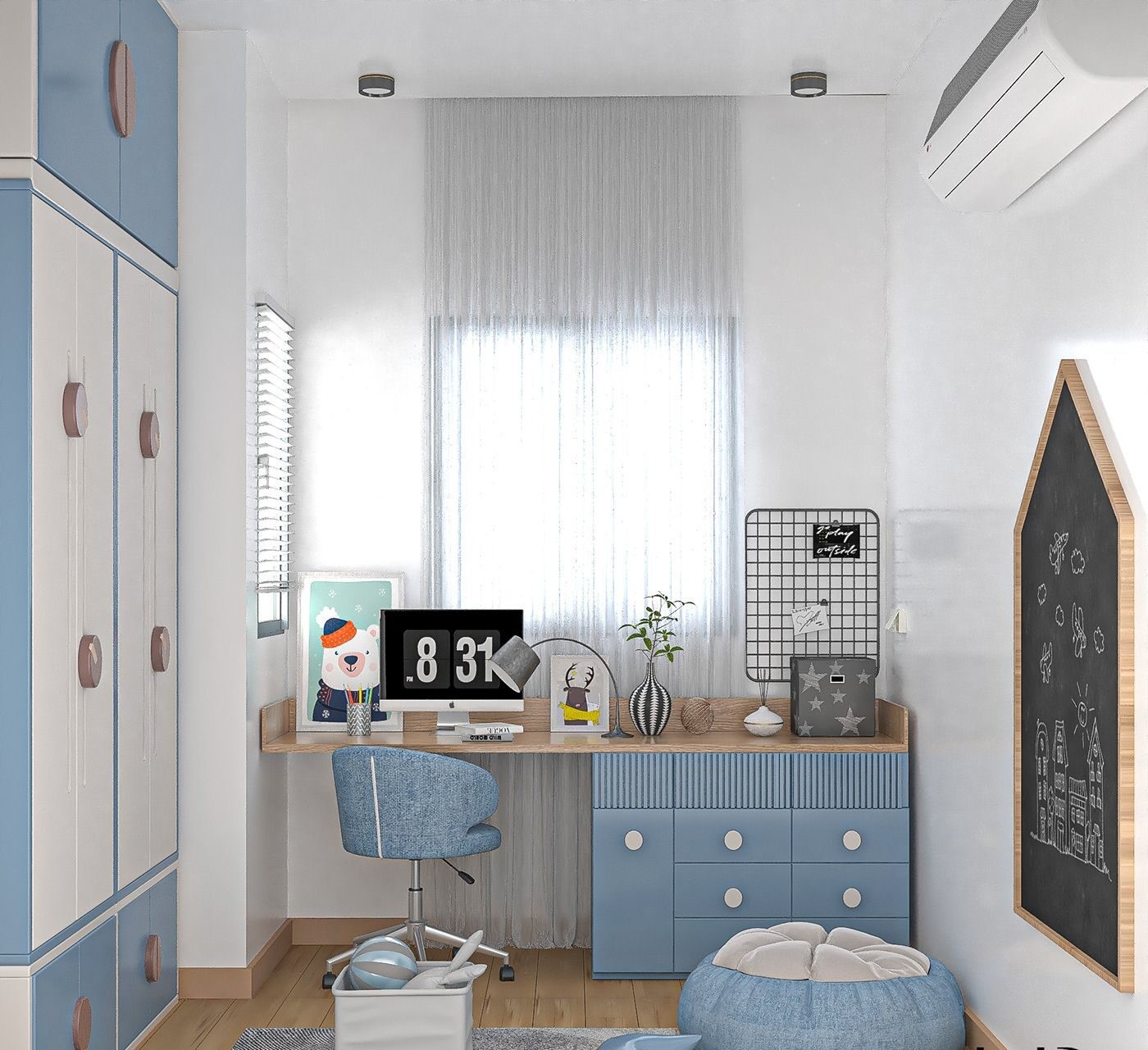 Thiết kế phòng ngủ chung cho 2 bé tối ưu ánh sáng tự nhiên