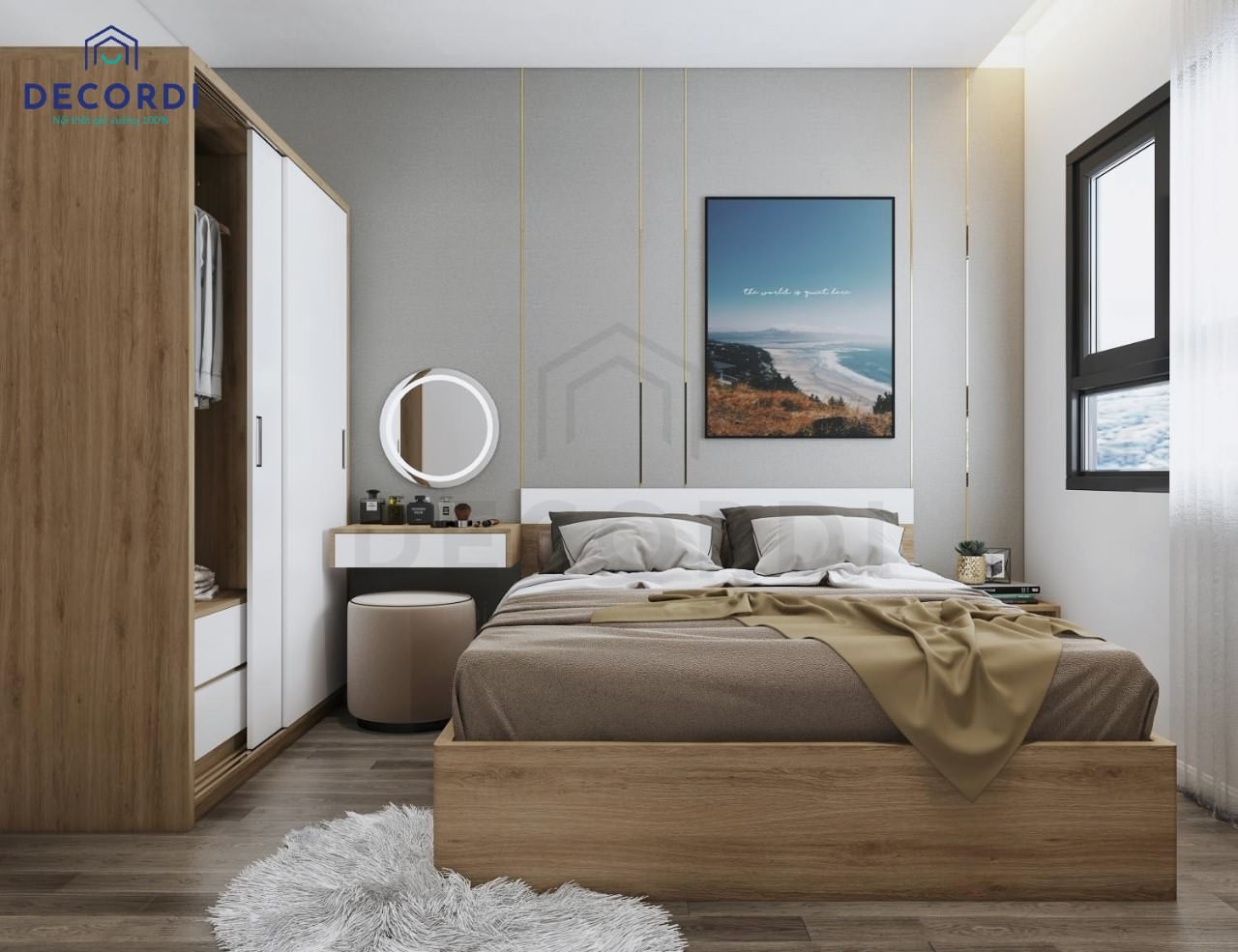 Cách đặt tủ quần áo dọc giường giúp tiết kiệm diện tích cho phòng ngủ nhỏ