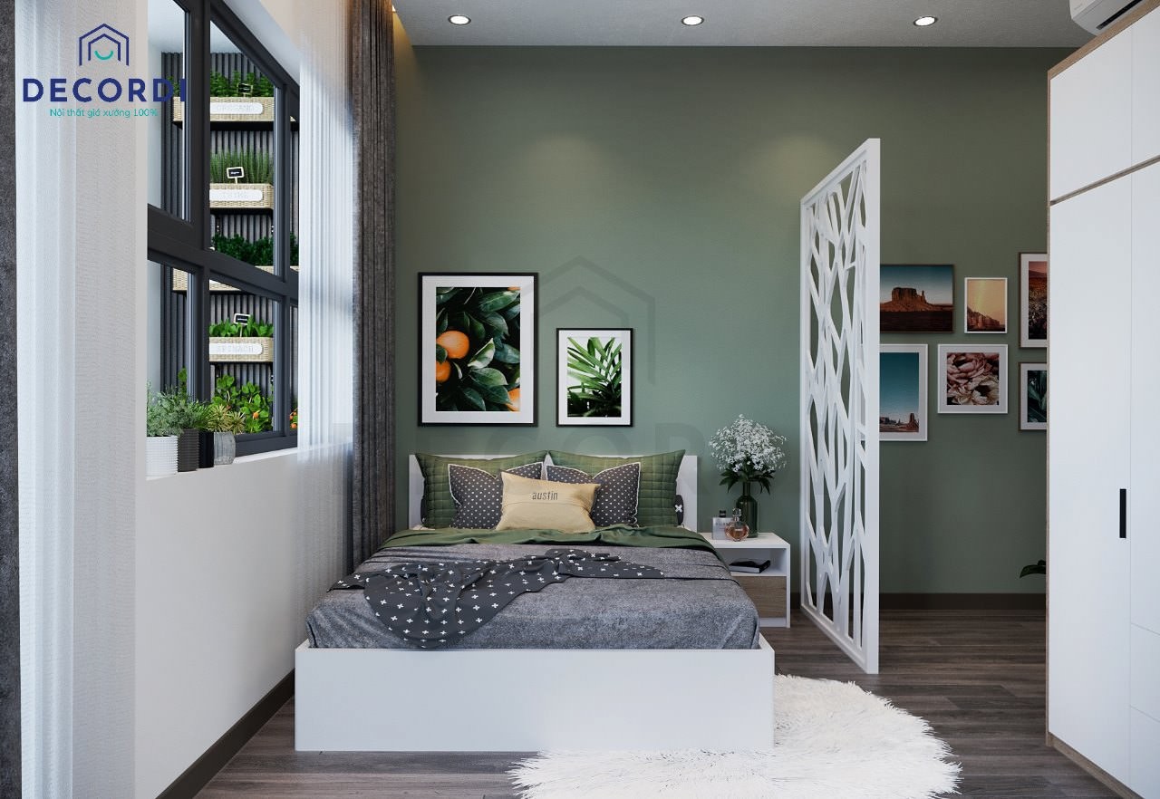 Sử dụng vách ngăn hoặc bình phong hóa giải cửa phòng ngủ đối diện cửa chính