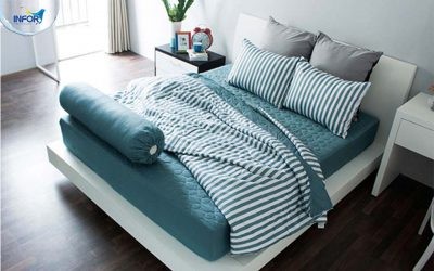 Bộ ga đệm màu đậm trang trí nội thất phòng ngủ mùa đông