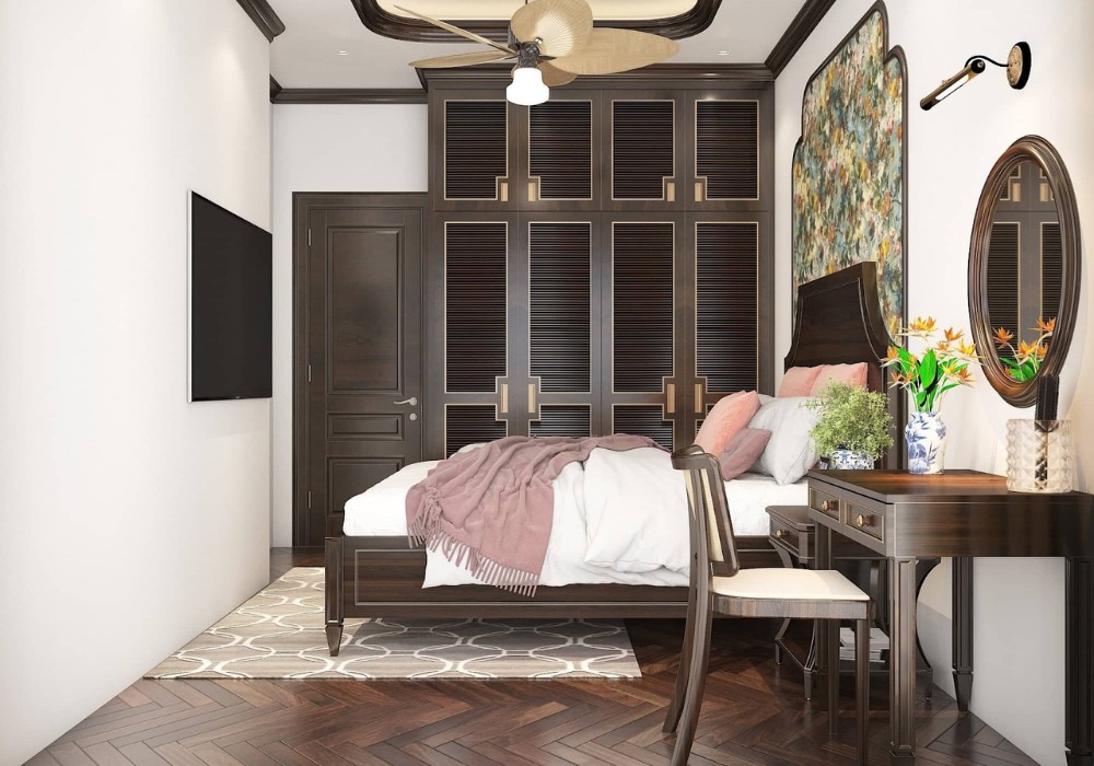 Mẫu phòng ngủ Indochine với thiết kế truyền thống nguyên bản