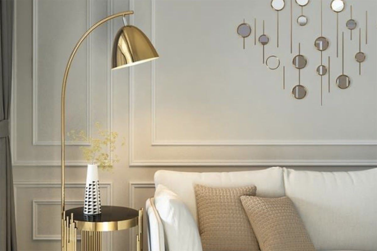 Mẫu đèn cây đứng ánh kim sang trọng làm phụ kiện trang trí phòng ngủ