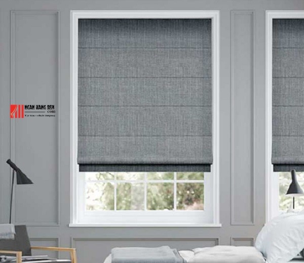 Rèm roman chống nắng cửa sổ phòng ngủ màu xanh lá cây