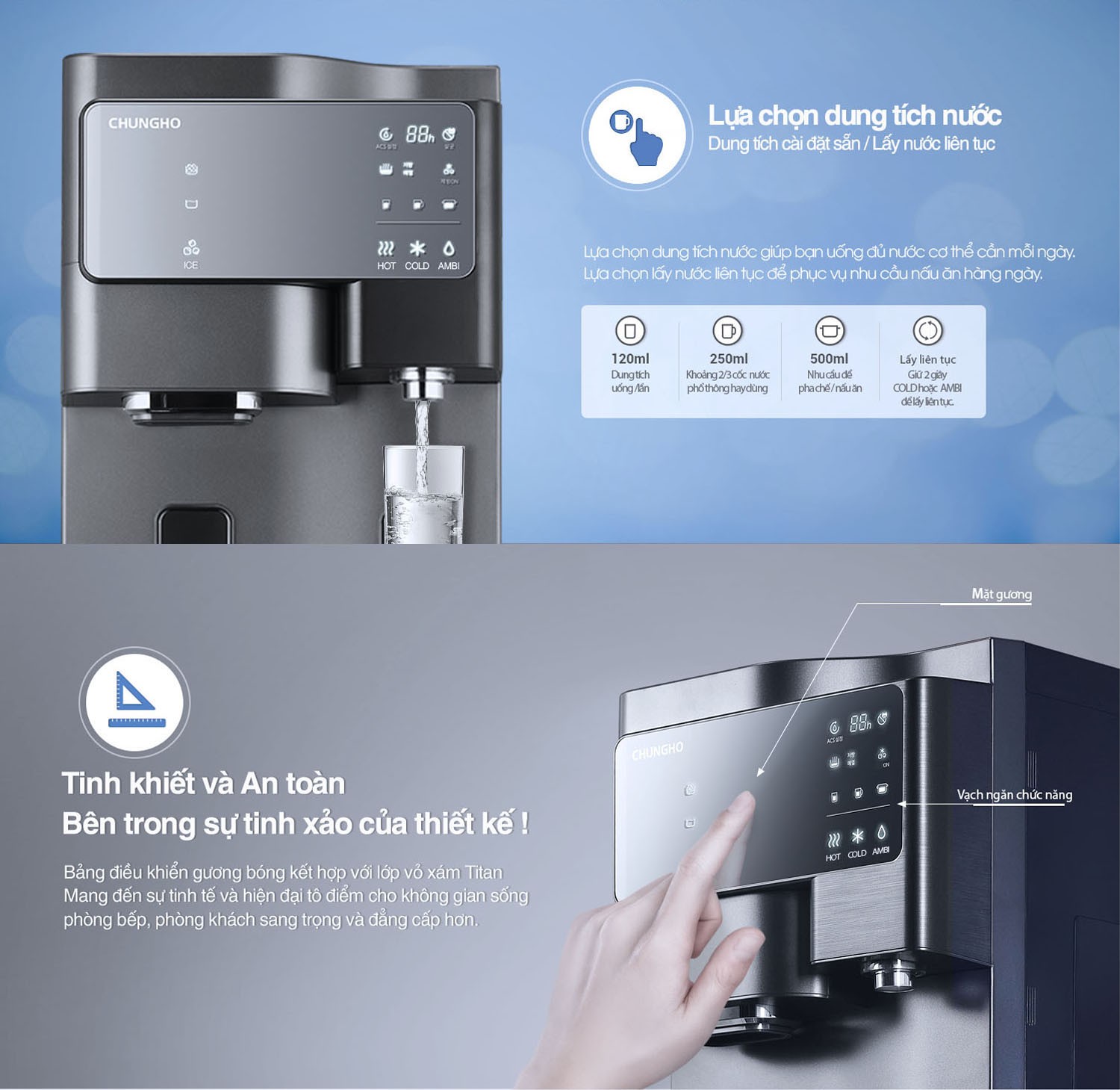 Mặt trước máy lọc nước Chungho SANITA ICE