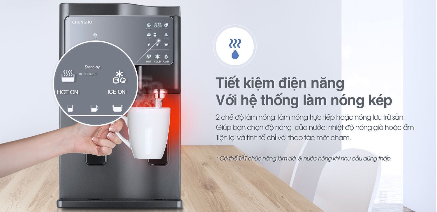 Chế độ làm đá của máy lọc nước nóng lạnh Chungho SANITA ICE