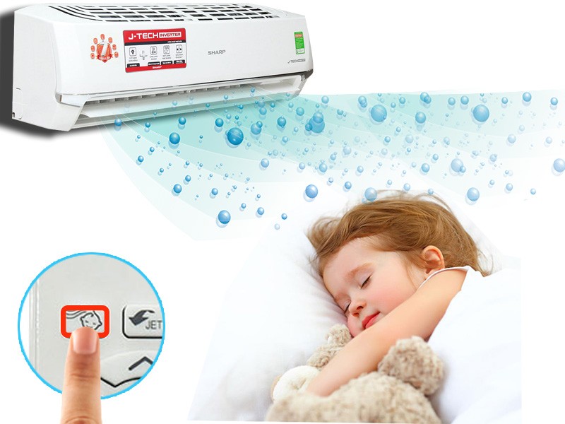 Chế độ Baby Sleep thổi gió dịu nhẹ cho trẻ em trên máy lạnh Sharp