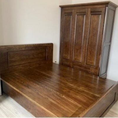 Chi tiết kết cấu vạt giường của nội thất phòng ngủ gỗ sồi