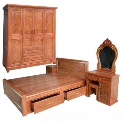 Giường ngủ gỗ hương đá và tủ quần áo sang trọng