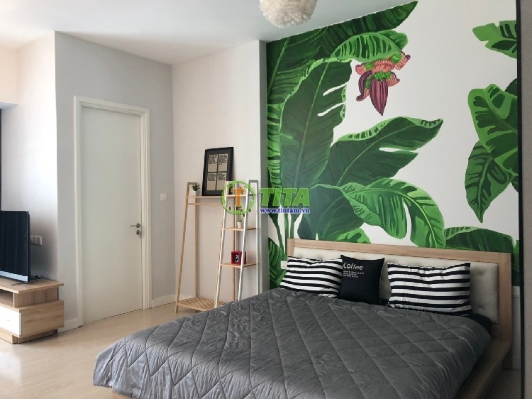 Phối cảnh giấy dán tường và tranh dán tường art decor cho phòng ngủ