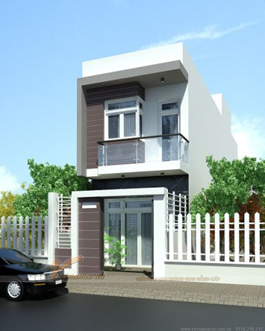 Mẫu nhà phố mặt tiền 5m với thiết kế phòng ngủ tầng trệt hiện đại