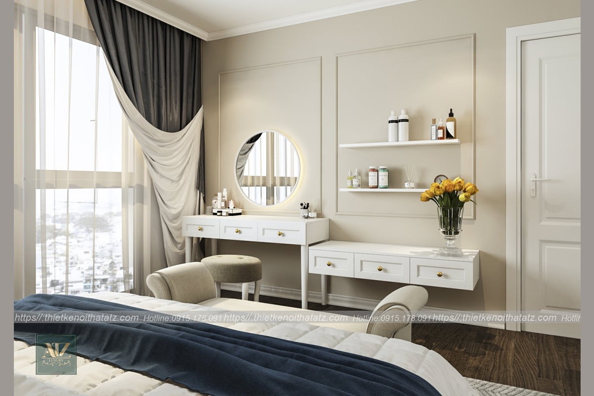 Thiết kế nội thất phòng ngủ với điểm nhấn độc đáo trong căn hộ 80m2