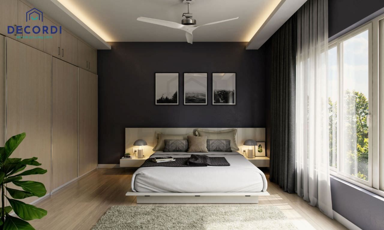 Ánh sáng tự nhiên từ cửa sổ lớn giúp phòng ngủ tối giản 10m2 trở nên thông thoáng và tràn đầy sức sống